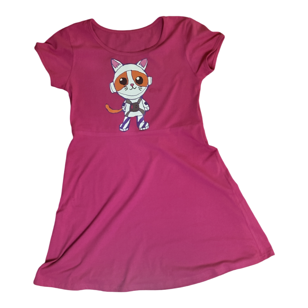 Space Kitty Dress~ Pink ~ LAW Designs ~ 13-14Y