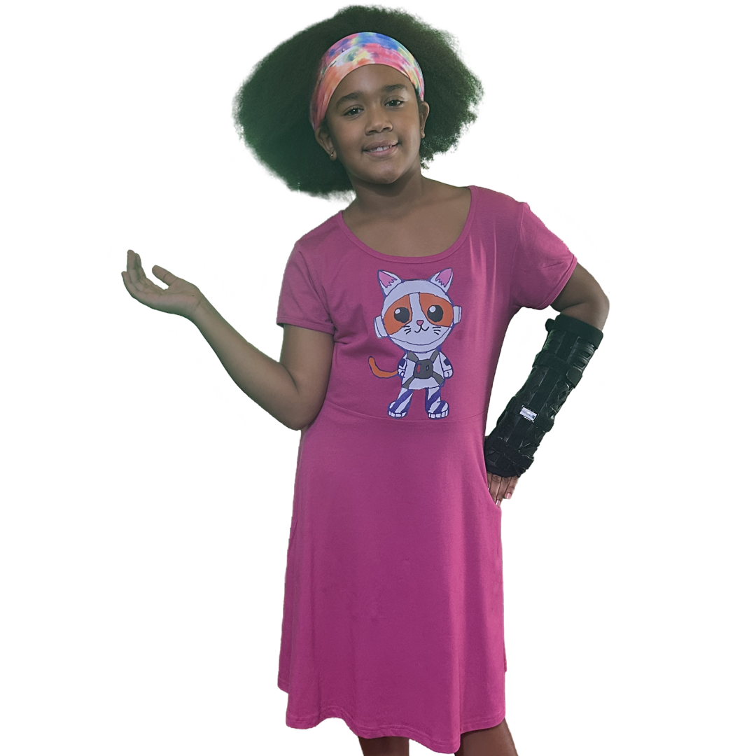 Space Kitty Dress~ Pink ~ LAW Designs ~ 13-14Y